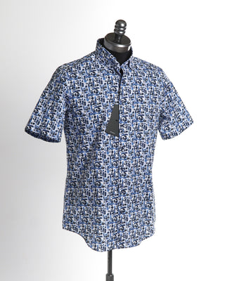 Blazer For Men Overlap Screen Print Oxford Cotton Short Sleeve Shirt 