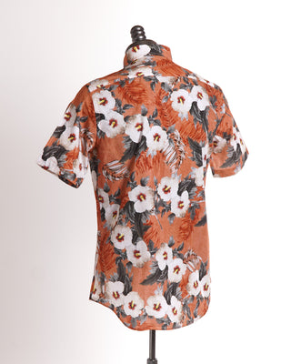 Blazer For Men Hibiscus Floral Short Sleeve Cotton Shirt