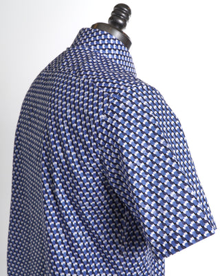 Blazer For Men Blue Watercolour Abstract Short Sleeve Cotton Shirt 
