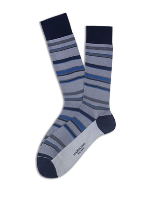 Marcoliani Pima Cotton Regatta Stripe Socks White/Blue 1