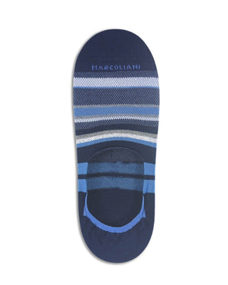 Marcoliani Pima Cotton Regatta Stripe No Show Socks Navy/Blue 1