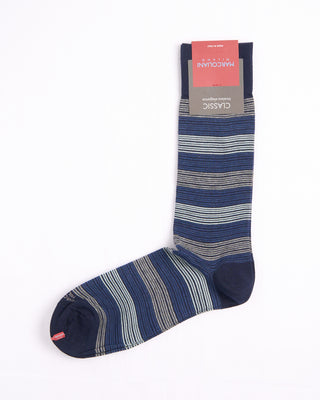 Marcoliani Navy / Blue Pima Cotton Scala Stripe Socks Navy / Blue 1 4373