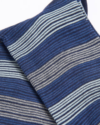 Marcoliani Navy / Blue Pima Cotton Scala Stripe Socks Navy / Blue 4372