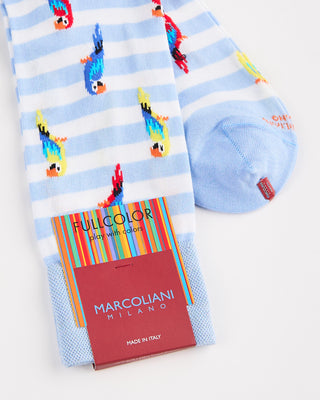 Marcoliani Pima Cotton Parrot Socks White/Blue 5 984