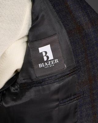 Canali Rich Check Wool Soft Kei Jacket Blue / Grey / Brown 10 6488