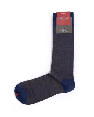 Marcoliani Navy / Brown Extrafine Merino Birdseye Socks Navy / Brown 1 4541