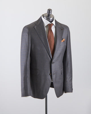 Tagliatore All Season Super 130s Gingham Semi Constructed Suit Blue / Grey / Brown 2672