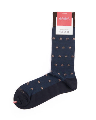 Marcoliani Navy / Brown Mousse Of Modal Tiny Elephant Socks Navy / Brown 2 4409