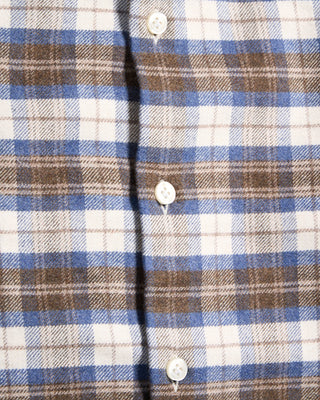 Sonrisa Lofty Flannel Check Twill Comfort Fit Luxury Sport Shirt Blue / Grey / Brown 2 5876