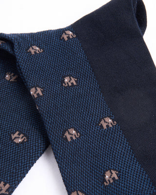 Marcoliani Navy / Brown Mousse Of Modal Tiny Elephant Socks Navy / Brown 3 4410
