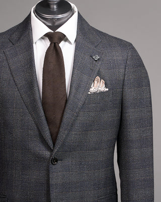 Lardini Natural Stretch Iconic Fit Check Wool Suit Navy / White / Brown 3 4995