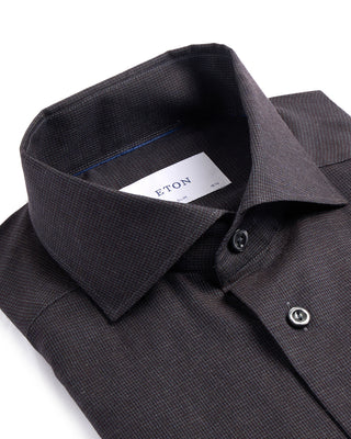 Eton Slim Micro Houndstooth Flannel Shirt Blue / Grey / Brown 4123