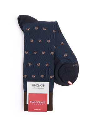 Marcoliani Navy / Brown Mousse Of Modal Tiny Elephant Socks Navy / Brown 4408