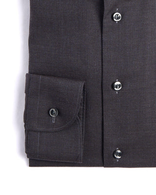 Eton Slim Micro Houndstooth Flannel Shirt Blue / Grey / Brown 4 4287