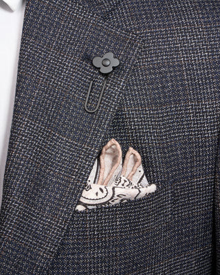 Lardini Natural Stretch Iconic Fit Check Wool Suit Navy / White / Brown 4 4994