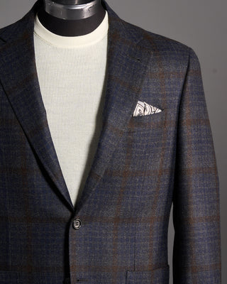 Canali Rich Check Wool Soft Kei Jacket Blue / Grey / Brown 4 6486