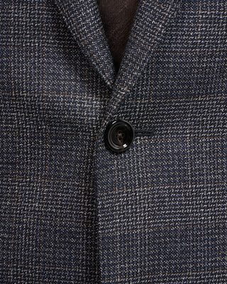 Lardini Natural Stretch Iconic Fit Check Wool Suit Navy / White / Brown 5 4993