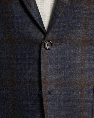 Canali Rich Check Wool Soft Kei Jacket Blue / Grey / Brown 5 6485