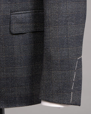 Lardini Natural Stretch Iconic Fit Check Wool Suit Navy / White / Brown 6 4992