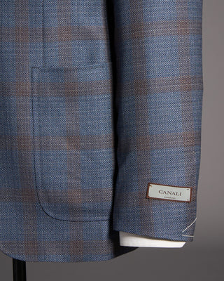 Canali Super 130s Tonal Check Kei Sport Jacket Blue / Grey / Brown 6 8414