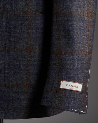 Canali Rich Check Wool Soft Kei Jacket Blue / Grey / Brown 7 6483