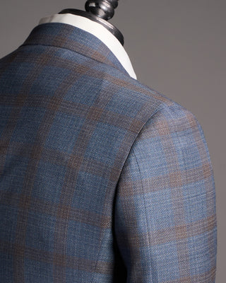 Canali Super 130s Tonal Check Kei Sport Jacket Blue / Grey / Brown 7 8413