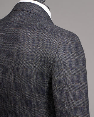 Lardini Natural Stretch Iconic Fit Check Wool Suit Navy / White / Brown 8 4991