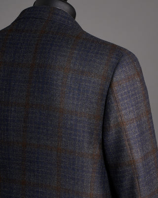 Canali Rich Check Wool Soft Kei Jacket Blue / Grey / Brown 8 6482