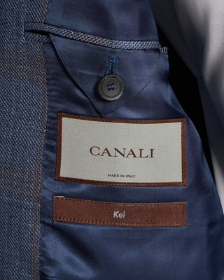 Canali Super 130s Tonal Check Kei Sport Jacket Blue / Grey / Brown 8 8418