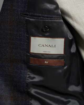 Canali Rich Check Wool Soft Kei Jacket Blue / Grey / Brown 9 6481