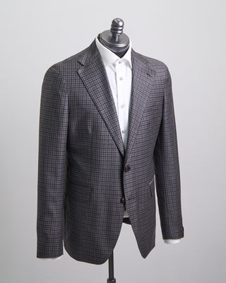 Tagliatore All Season Super 130s Gingham Semi Constructed Suit Blue / Grey / Brown  4