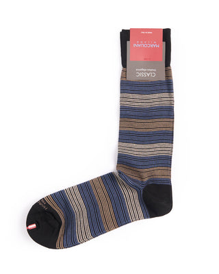 Marcoliani Black / Camel Pima Cotton Scala Stripe Socks Black / Camel 1 4337