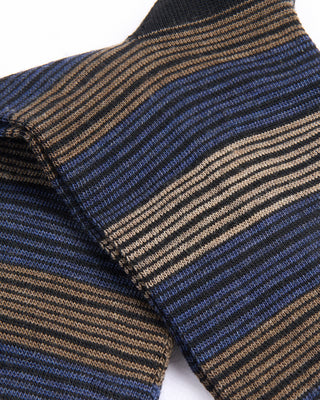 Marcoliani Black / Camel Pima Cotton Scala Stripe Socks Black / Camel 3 4393