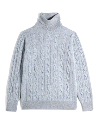 Filippo De Laurentiis Wool/Cashmere Melange Cable Turtleneck 4367