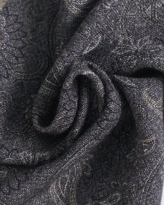 Dion Paisley/Chevron Wool Double Sided Pocket Square Charcoal 2298