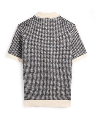 Phil Petter Herringbone Knit Polo W/ Contrast Trim Navy 9 8881
