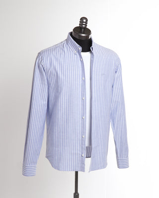 Denham Light Blue Stripe Rich Reg Oxford Stripe Shirt 