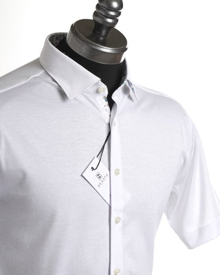 Desoto Short Sleeve Contrast Trim White Jersey Stretch Shirt