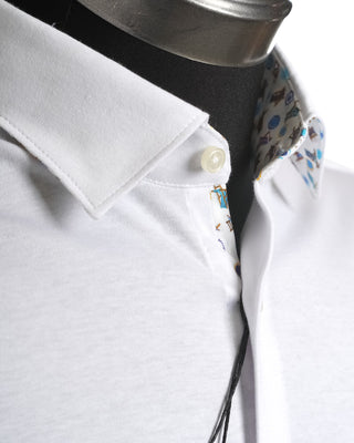 Desoto Short Sleeve Contrast Trim White Stretch Shirt 