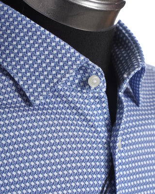 Desoto Blue Short Sleeve Circle Square Print Jersey Shirt