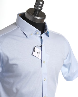 Desoto Light Blue Short Sleeve Contrast Trim Stretch Shirt 