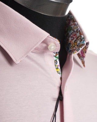 Desoto Pink Short Sleeve Contrast Trim Stretch Shirt