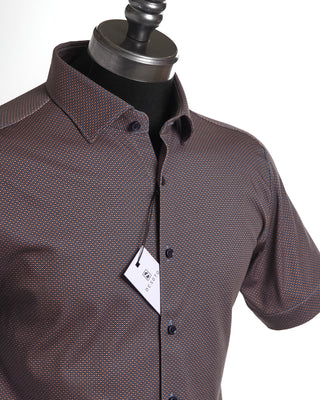 Desoto Short Sleeve Rust Mini Dot Print Jersey Shirt 
