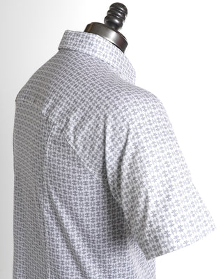Desoto White Patterned S/S Stacks Print Jersey Stretch Shirt