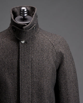 Eton Herringbone Wool Cashmere Raglan Coat 4658