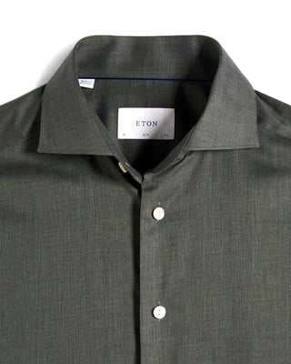 Eton Solid Signature Flannel Slim Shirt 4157