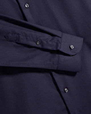 Eton Semi Solid Twill Slim Shirt in Navy, view 4