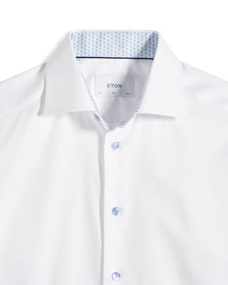 Eton Geometric Effect Signature Twill Slim Shirt in White, view 2