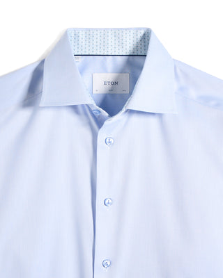 Eton Geometric Effect Signature Twill Slim Shirt in Light Blue, view 2