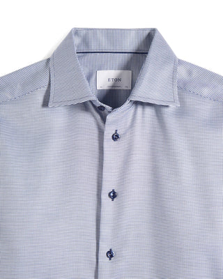 Eton Semi Solid Twill Contemporary Shirt in Blue, view 2